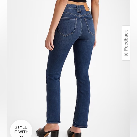 **Raw Hem** High Waisted Dark Wash Cropped Flare Jeans - Picture 2 of 5